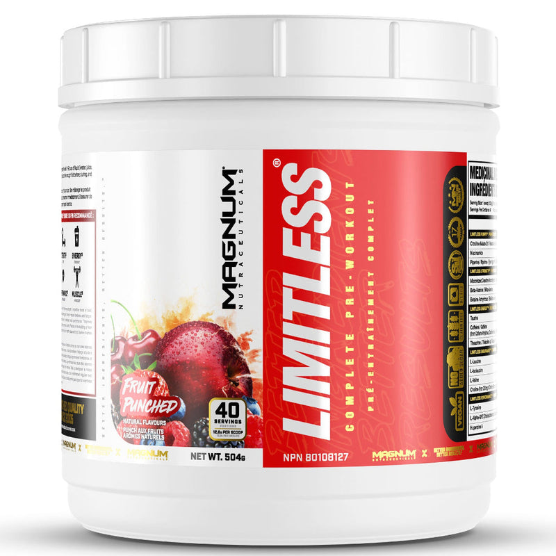 Buy Now! Magnum Nutraceuticals Limitless (40 servings) pre-workout Fruit Punched. Developed with clinically studied ingredients, Limitless delivers more pumps, strength, energy, endurance, and muscle-building power in every scoop!