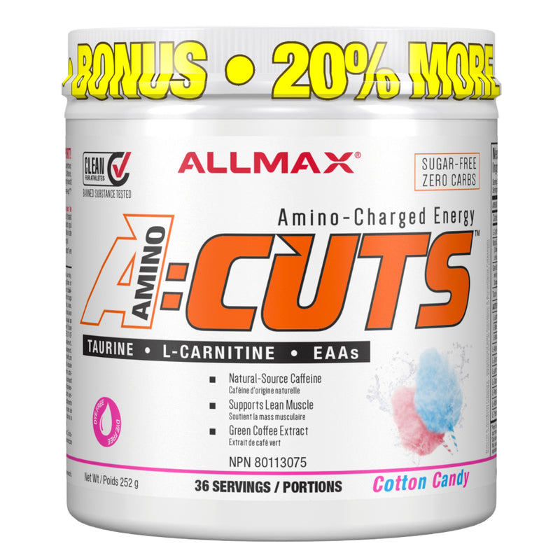 Buy Now! Allmax Nutrition A:CUTS Cotton Candy. A:CUTS is the ideal combination of ingredients designed to provide energy for training while maintaining muscle mass, all the while supporting a fat burning diet.