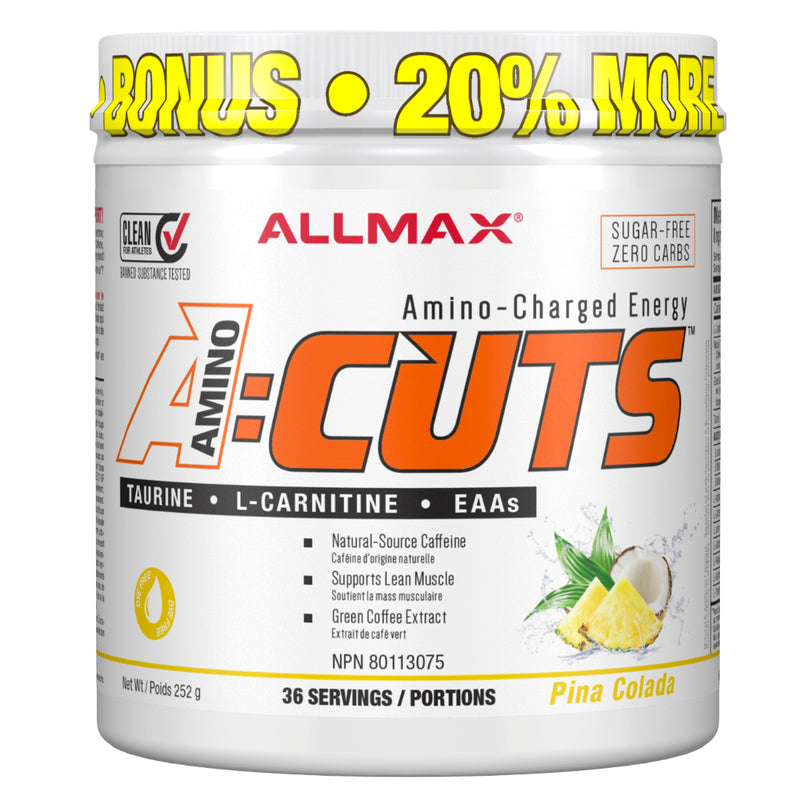 Buy Now! Allmax Nutrition A:CUTS Pina Colada. A:CUTS is the ideal combination of ingredients designed to provide energy for training while maintaining muscle mass, all the while supporting a fat burning diet.