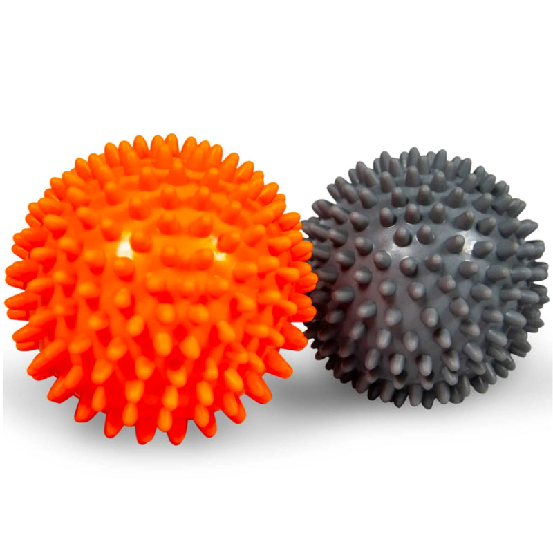 Iron Body Fitness Massage Spiky Balls set of 2 - Orange and Grey.