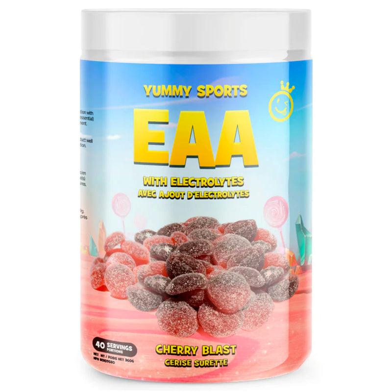 Yummy Sports EAA with Electrolytes bottle image flavour Cherry Blast.