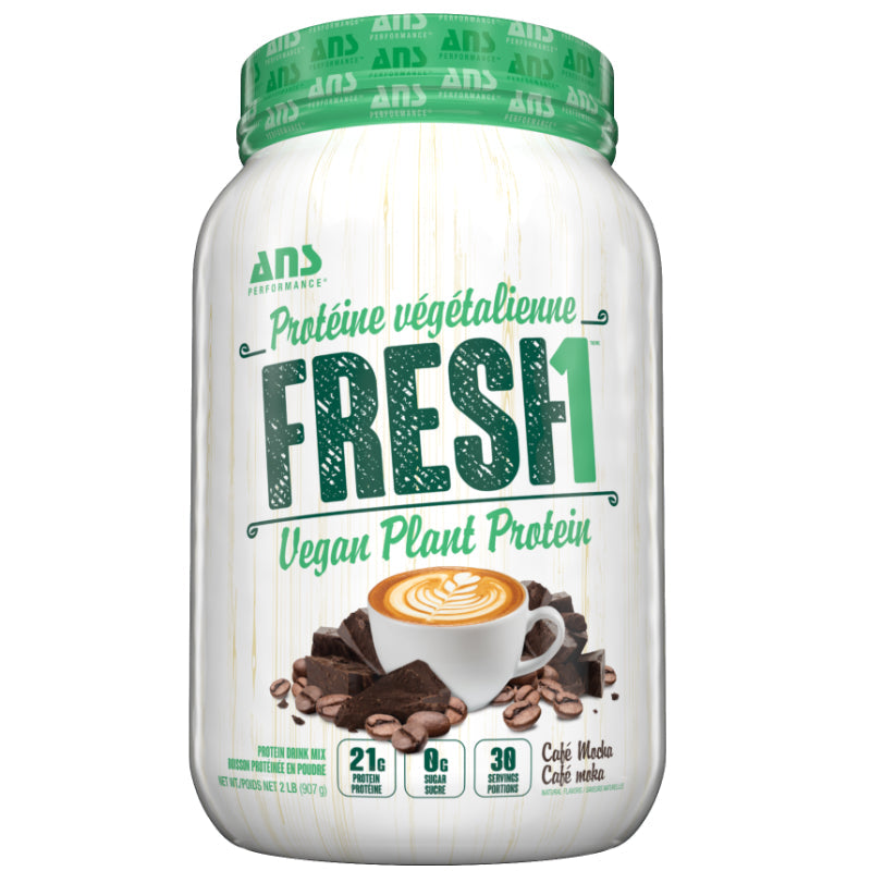 30% Off ANS Performance Fresh1 Vegan Protein Cafe Mocha. Fresh1 Vegan Plant Protein is a delicious blend of 5 different protein sources. Together they form a COMPLETE protein, loaded with all 9 essential amino acids to fuel your body with energy and the necessary building blocks required to support muscle recovery and growth.