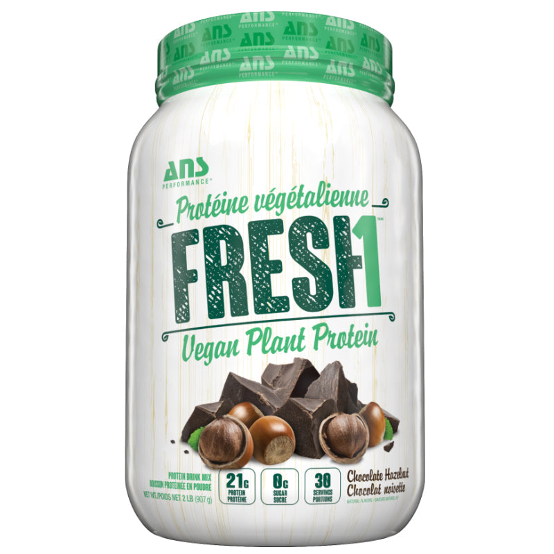 30% Off ANS Performance Fresh1 Vegan Protein chocolate hazelnut. Fresh1 Vegan Plant Protein is a delicious blend of 5 different protein sources. Together they form a COMPLETE protein, loaded with all 9 essential amino acids to fuel your body with energy and the necessary building blocks required to support muscle recovery and growth.