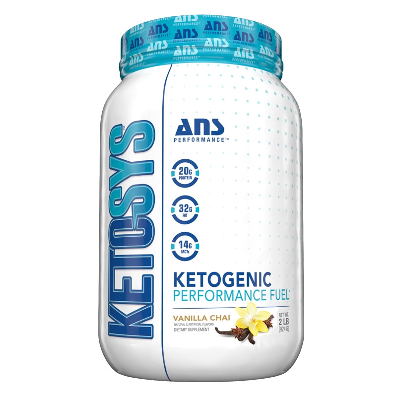 Buy Now! ANS Performance Ketosys (2 lb) Vanilla Chai. KETOSYS™ is a nutritionally balanced supplement with 70% of calories from fat, 20% of calories from protein and low net carbs, making it a delicious and easy support for a ketogenic lifestyle.
