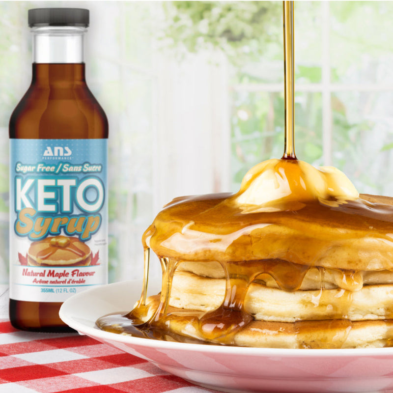 ANS Performance Keto Syrup (Natural Maple Flavour) marketing image instagram. Our Sugar-Free Keto Syrup delivers the classic natural syrup flavor you'll love without the sugar or the calories!
