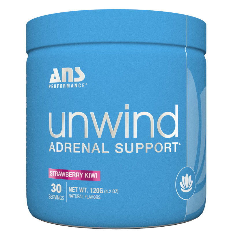 Buy Now! ANS Performance Unwind (30 servings) Strawberry Kiwi. UNWIND's unique formula combines key vitamins, minerals & adaptogens like KSM-66® Ashwagandha to naturally elevate energy, increase resistance to stress and promote hormonal balance.