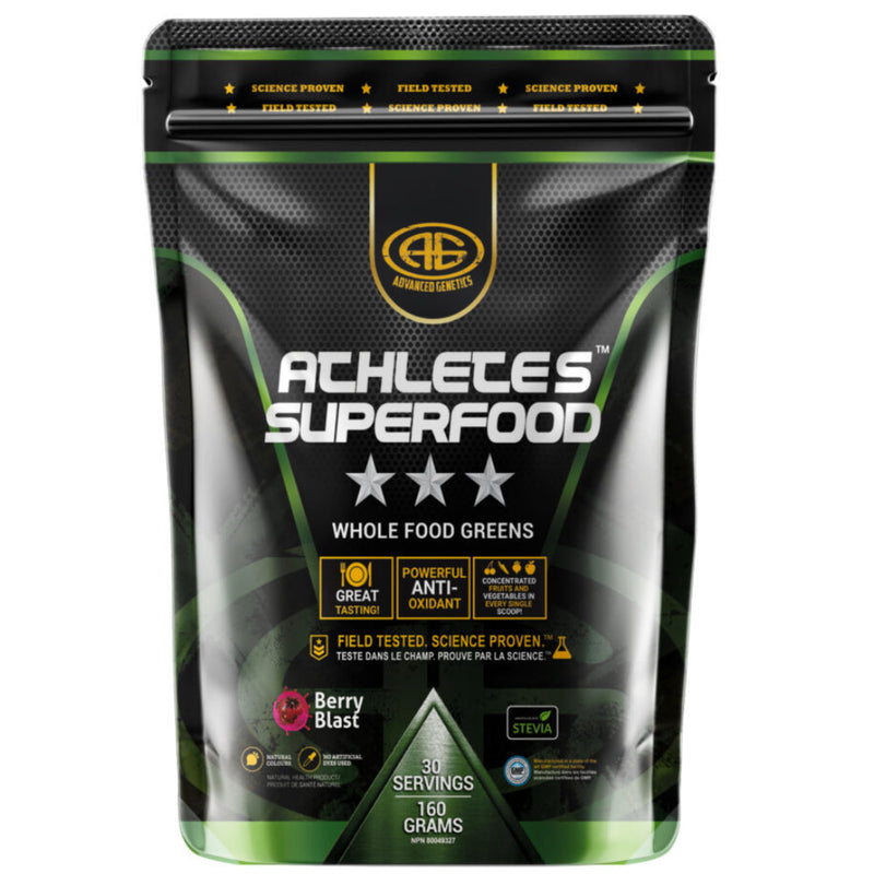 Buy Now! Advanced Genetics Athletes Superfood (30 servings). Concentrated Fruits & Vegetables 100% Natural & Sweetened with Stevia. This nutrient-dense, great-tasting formula makes getting your 6-8 servings of fruits and vegetables a breeze!