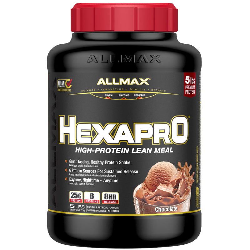 Allmax Nutrition Hexapro 5 lbs Chocolate bottle Image.