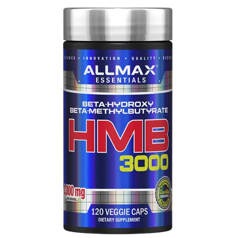 Allmax Nutrition HMB 3000 (120 Veggie Caps) Bottle Image | Beta-Hydroxy Beta-Methylbutyrate. Helps build muscle.