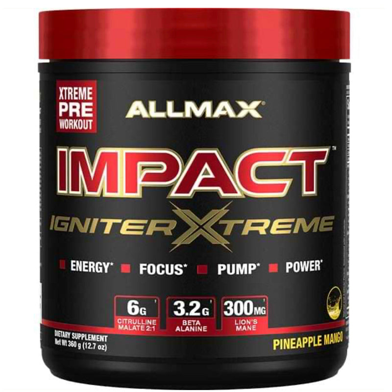 Allmax Nutrition IMPACT Igniter Xtreme pre-workout pineapple mango bottle image