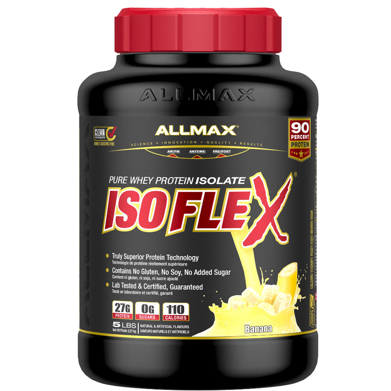 Buy Now! Allmax Nutrition isoflex 5 lbs Banana protein powder. Pure whey protein isolate with the most amazing taste!