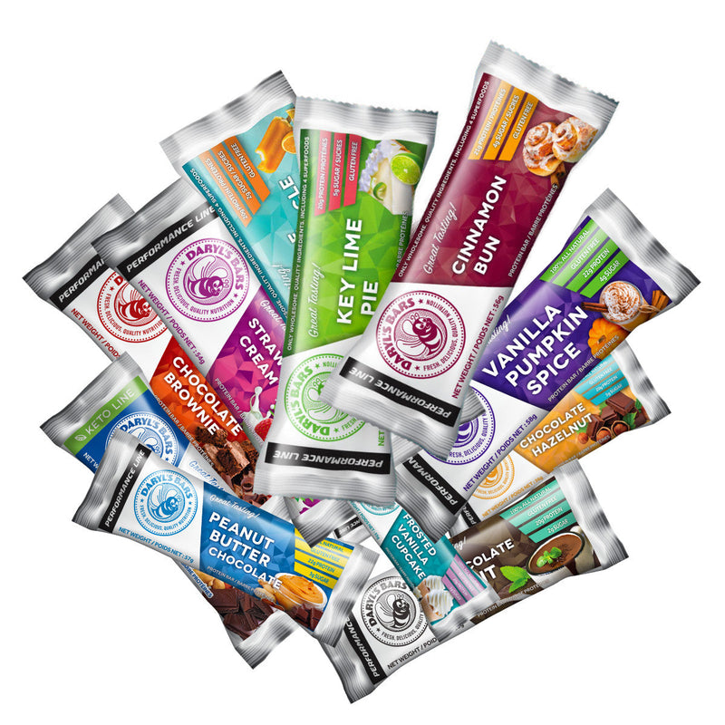 Buy Now! Daryl's Performance Bars Variety Box. Try all the flavours and see which is your favourite.
