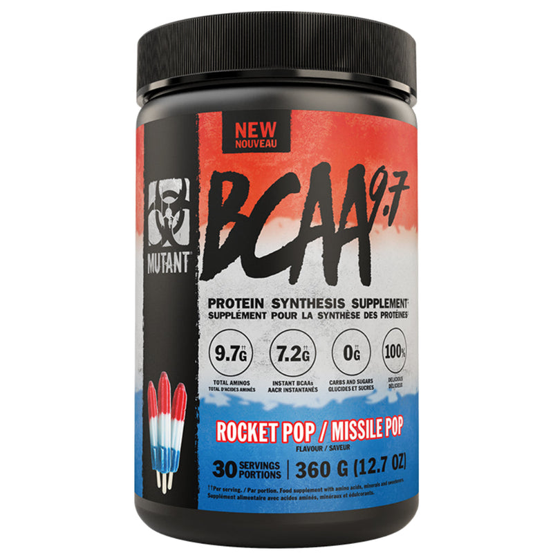 Buy Now! Mutant BCAA 9.7 (30 serve) Rocket Pop. MUTANT BCAAs delivers 9.7 grams of amino acids in just one concentrated scoop. Our BCAAs are in the preferred 2:1:1 ratio and then instantized for superior solubility.
