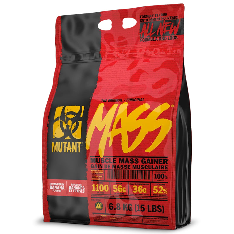 Buy Now! Mutant MASS (15 lbs) Strawberry Banana. Each serving feeds your muscles with a massive 1,100 calories, 56 grams of pure protein, 192 grams of clean carbohydrates and 12 grams of fat.