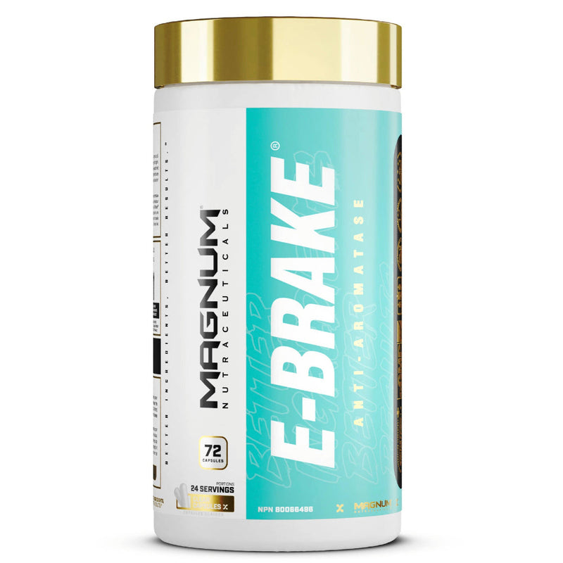 Buy Now! Magnum Nutraceuticals E-Brake (72 caps) bottle image. Magnum E-BRAKE® is a powerful anti-aromatase compound that decreases estrogen in your body at lightening speed. 