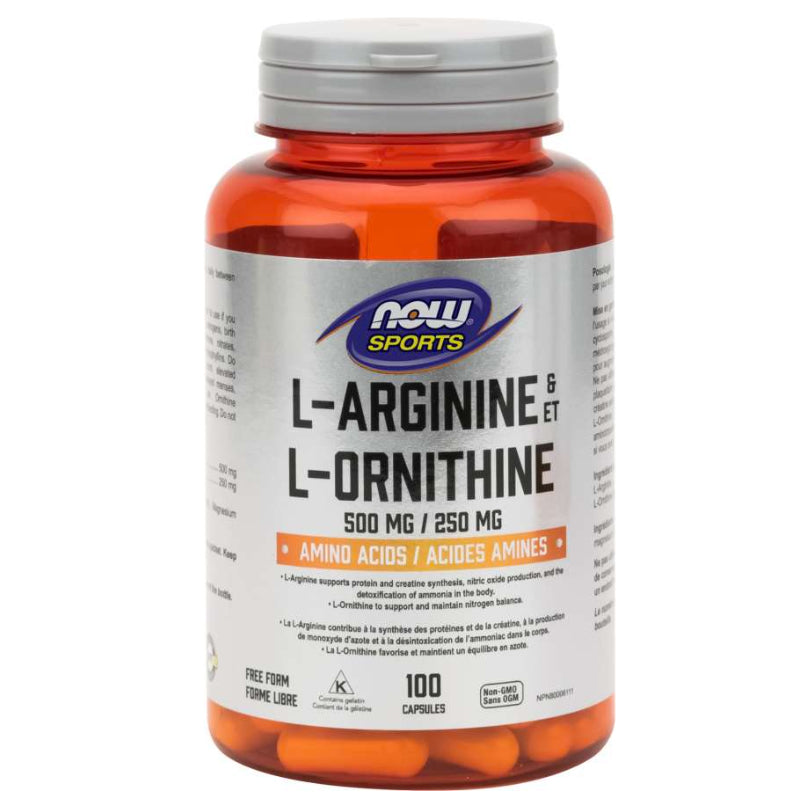 NOW Foods | L-Arginine & L-Ornithine 500mg/250mg (100 caps)