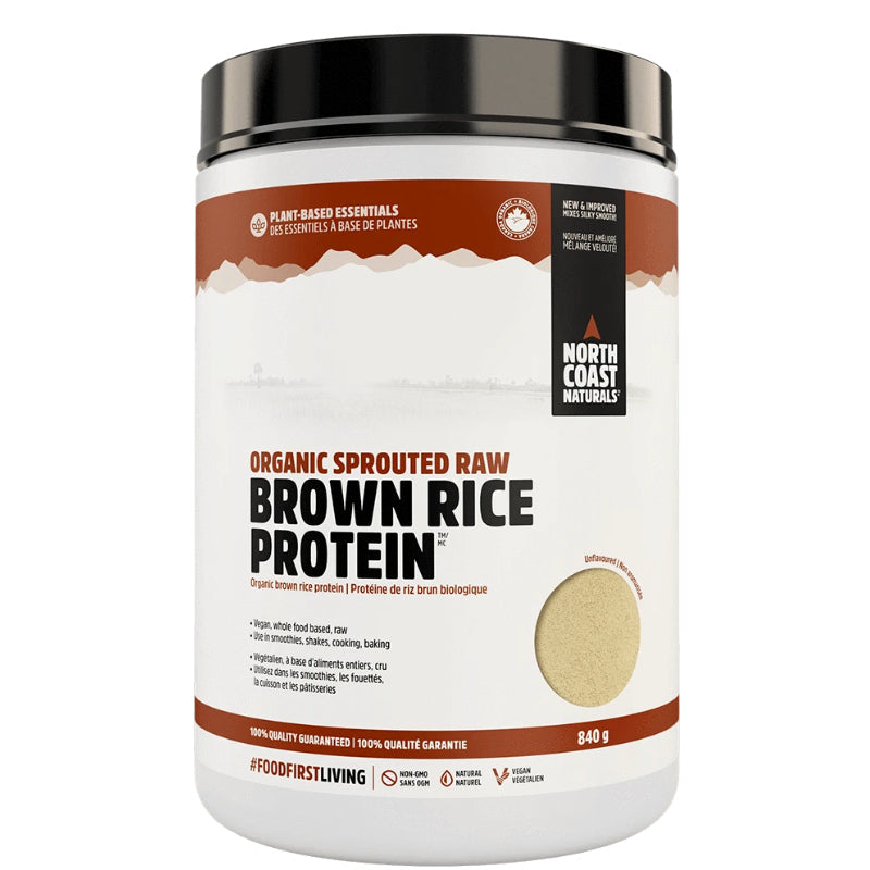 Buy Now! North Coast Naturals Organic Sprouted Raw Brown Rice Protein (840 g) Unflavoured. Sprouted brown rice protein is a nutritionally superior protein option compared to non-sprouted rice.