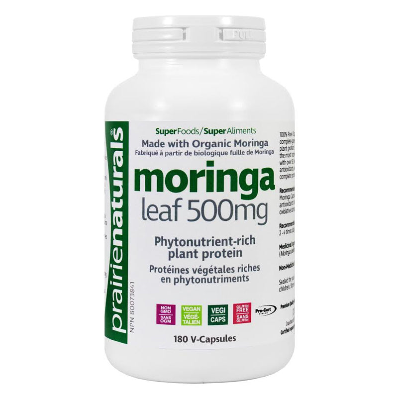Moringa Leaf 500 mg (180 V-Caps) | SuperFood Antioxidant | Prairie Naturals