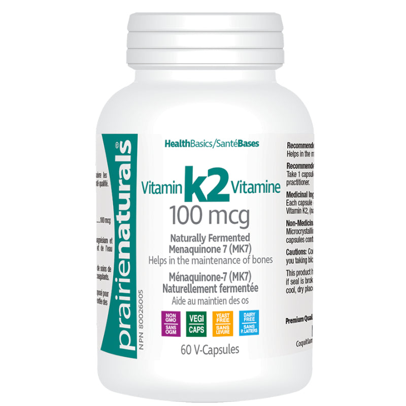 Buy Now! Prairie Naturals Vitamin K2 (60 caps). Made from Menaquinone 7 (MK-7), this is the best-absorbed & non-toxic form of supplemental Vitamin K 2.