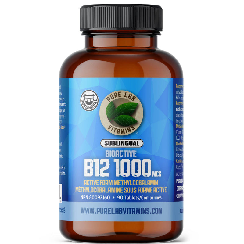 Buy Now! Pure Lab Vitamins | Vitamin B12 1000 mcg (90 tabs). The product is using a natural Strawberry / Kiwi flavour and is sweetened using low amounts of mannitol and xylitol, avoiding the use of sugars and artificial.