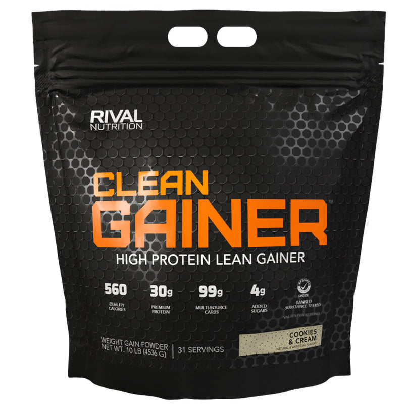 Buy Now! Rival Nutrition Clean Gainer (10 lb) Cookies and Cream. CLEAN GAINER has been formulated to provide a quality mix of protein, carbohydrates and fats to fuel athletic bodies.