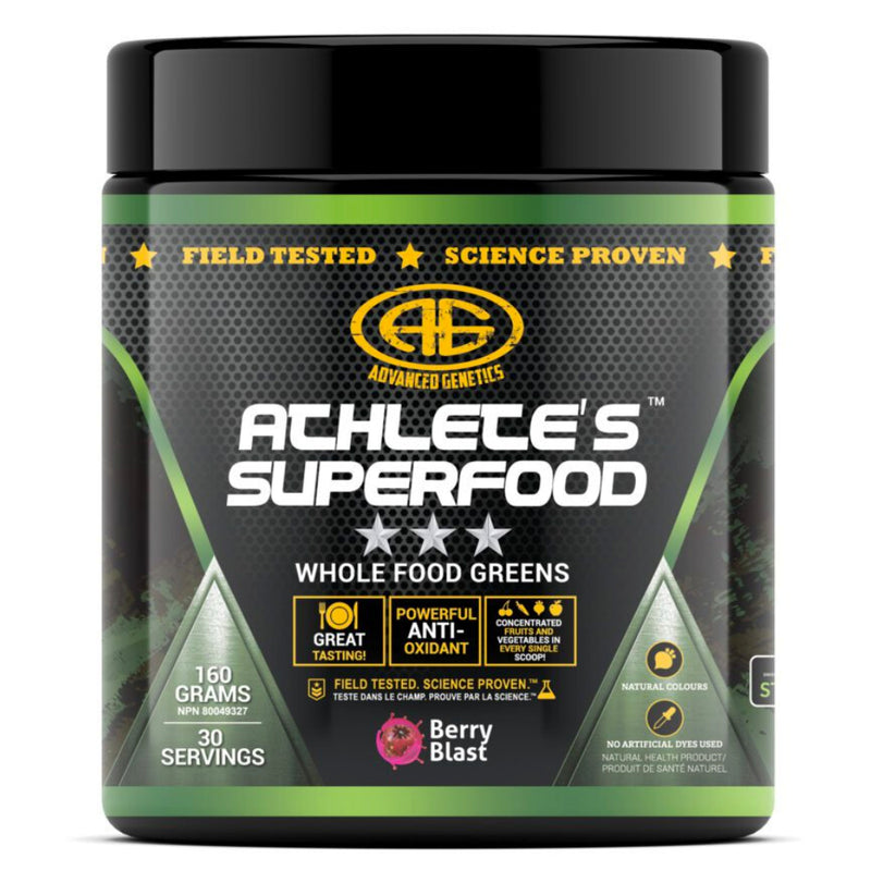 Buy Now! Advanced Genetics Athletes Superfood (30 servings). Concentrated Fruits & Vegetables 100% Natural & Sweetened with Stevia. This nutrient-dense, great-tasting formula makes getting your 6-8 servings of fruits and vegetables a breeze!