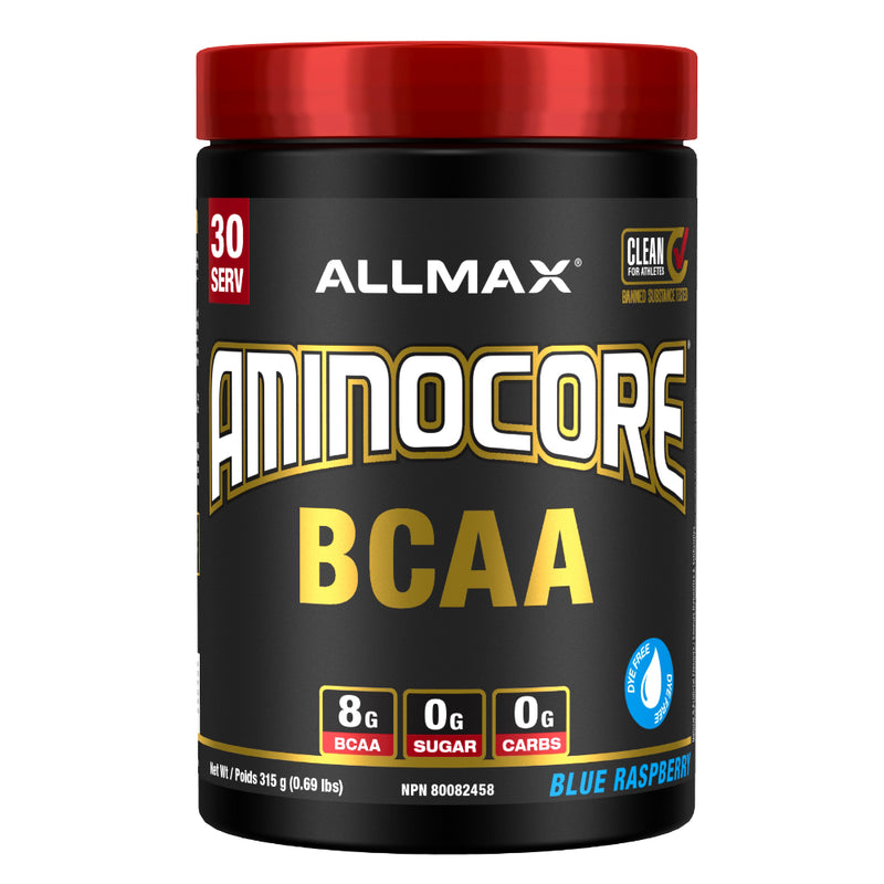 Allmax Nutrition Aminocore BCAA 30 servings Amino Acid Drink Mix Blue Raspbrerry