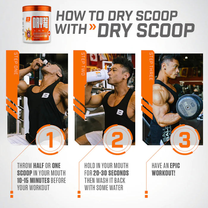 Ballistic Labs DRY Scoop (40 servings) how to use step-by-step instructions. We know you want to feel your pre workout as fast as humanly possible, so we delivered the fastest, craziest, strongest pre on the market!
