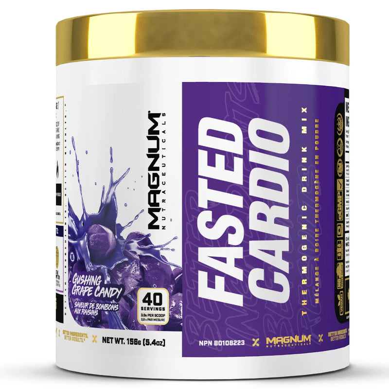 Buy Now! Magnum Nutraceuticals Fasted Cardio (40 servings) Gushing Grape Candy. Magnum Fasted Cardio is an innovative fat-burning powder formulated for people who want to optimize their fat-burning potential. Fasted Cardio will help you be more motivated, energized, and clear-headed while efficiently burning more fat.