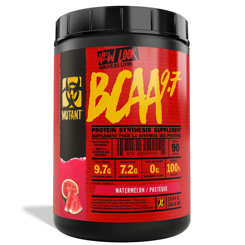 Buy Now! Mutant BCAA 9.7 (90 serve) Watermelon. MUTANT BCAAs delivers 9.7 grams of amino acids in just one concentrated scoop. Our BCAAs are in the preferred 2:1:1 ratio and then instantized for superior solubility.