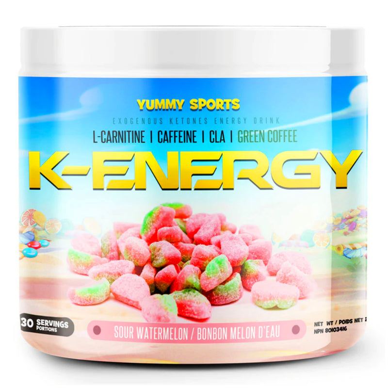Buy Now! Yummy Sports K-Energy (30 Servings) Sour Watermelon. Replace sugar-filled energy drinks and teeth-staining coffee with K-Energy. Boost your energy levels, conquer your keto goals, and fuel your day with the best tasting ketogenic supplement on the market.