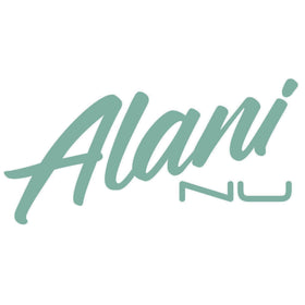 Alani Nu logo in off green color