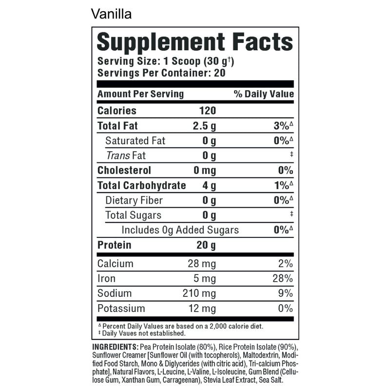 Buy Now! Allmax Nutrition ISOPLANT Protein Isolate 600 g (1.32 lbs) Vanilla supplement facts of ingredients. Each serving contains 20 g of 100% pure protein made with plant protein isolate.