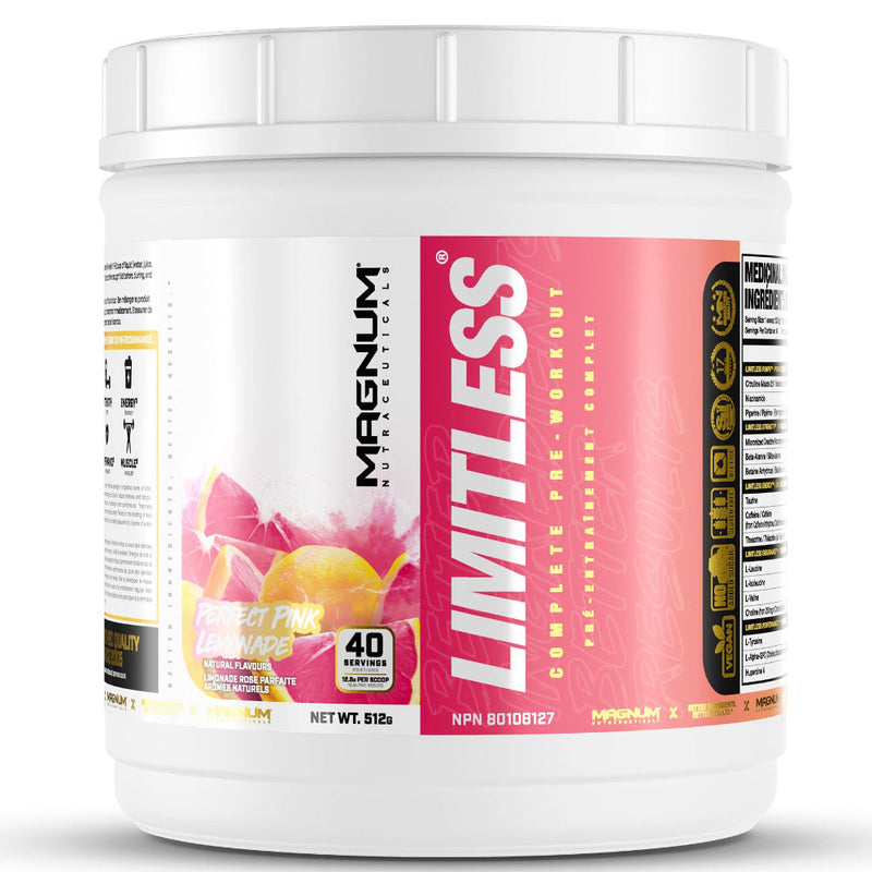 Buy Now! Magnum Nutraceuticals Limitless (40 servings) pre-workout Perfect Pink Lemonade. Developed with clinically studied ingredients, Limitless delivers more pumps, strength, energy, endurance, and muscle-building power in every scoop!