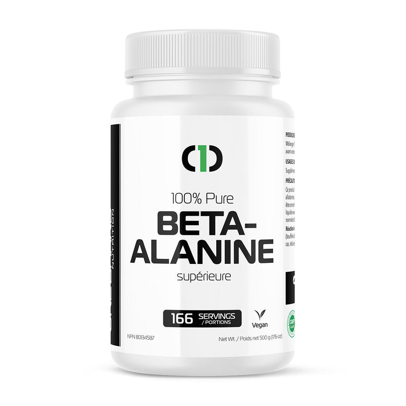 Bottle of 100% Pure Beta-Alanine on a white background