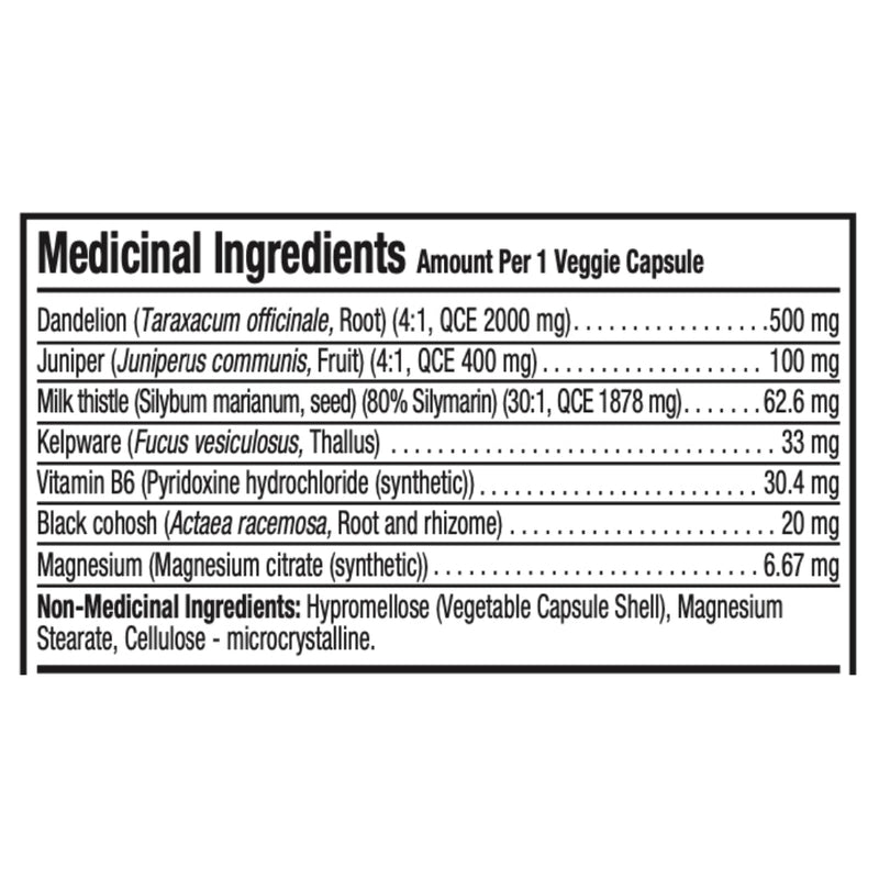 Aeryon Wellness Water B Gone (60 caps) supplement facts of ingredients. The Water B Göne Support Supplement is an all-natural supplement that provides pre-menstrual support by reducing excess water weight and bloating. 