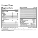 Supplement facts label for Pineapple Mango flavor on a white background