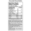 Nutrition facts label for chocolate peanut butter on a white background