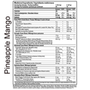 Nutritional label for a supplement with ingredients listed on a white background