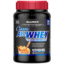 AllMax Classic AllWhey protein powder container with red cap on a white background