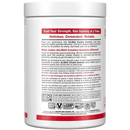 Back label of a supplement container with text and branding on a white background