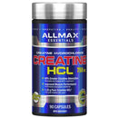 A bottle of Allmax Creatine HCL supplement containing 90 capsules, with blue and yellow label.