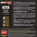 Allmax Meal Prep Lite supplement packaging with text and icons on a black background