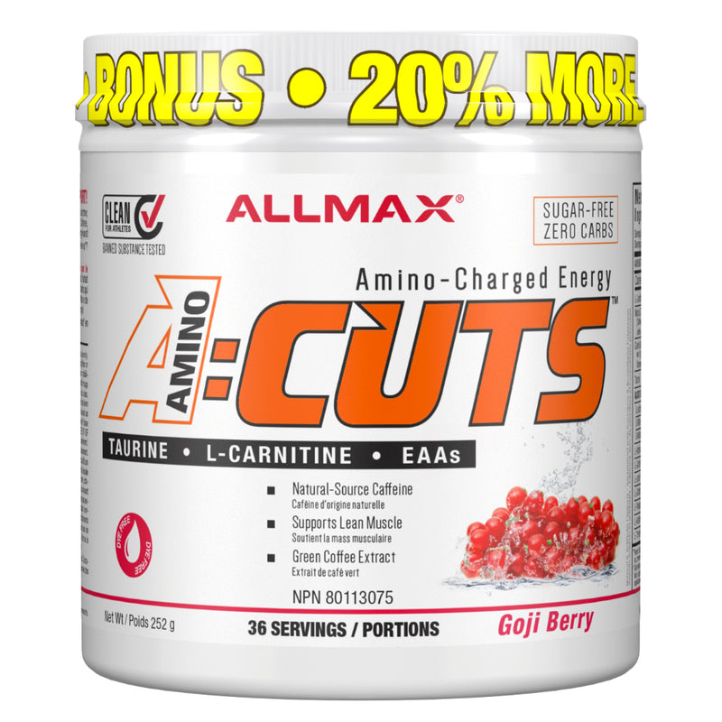 Buy Now! Allmax Nutrition A:CUTS Goji Berry A:CUTS is the ideal combination of ingredients designed to provide energy for training while maintaining muscle mass, all the while supporting a fat burning diet.