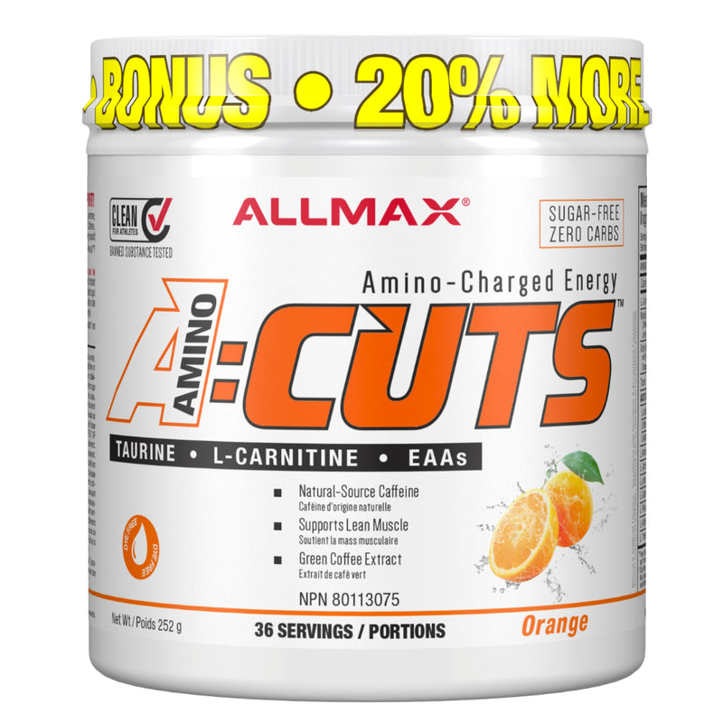 Buy Now! Allmax Nutrition A:CUTS Orange. A:CUTS is the ideal combination of ingredients designed to provide energy for training while maintaining muscle mass, all the while supporting a fat burning diet.