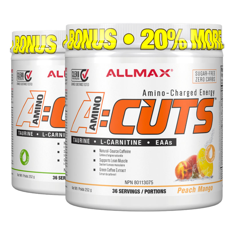 50% OFF 2nd Allmax Nutrition A:CUTS (amino cuts). A:CUTS is the ideal combination of ingredients designed to provide energy for training while maintaining muscle mass, all the while supporting a fat burning diet.