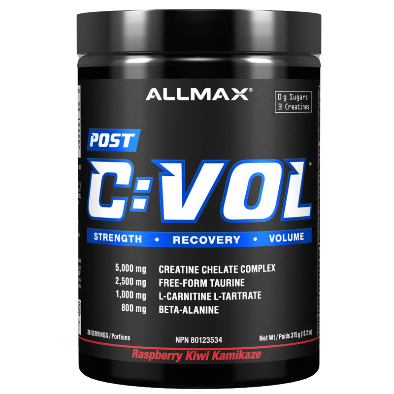 Allmax Nutrition CVOL Post workout Creatine drink to help with strength, recovery and muscle volume. Raspberry Kiwi Kamikaze flavour