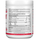 Back view of a white plastic supplement bottle with a white cap, showing the nutrition facts panel and product details for AMINO CORE by Allmax Nutrition.