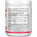 Back view of a white plastic supplement bottle with a white cap, showing the detailed nutrition facts label and ingredients list for AMINO CORE.