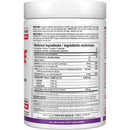 A white plastic bottle of AMINOCODEX dietary supplement with a white cap, showing the back label with English and French directions, ingredients, and a nutrition facts panel.